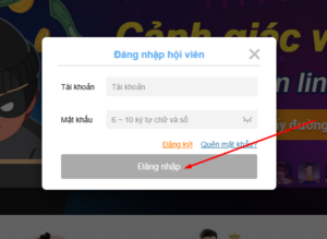 Người chơi nhấn chọn “đăng nhập”