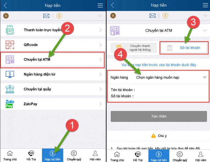 Nạp tiền Kubet tại cây ATM